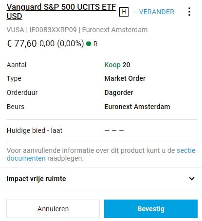 ETF order bevestigen