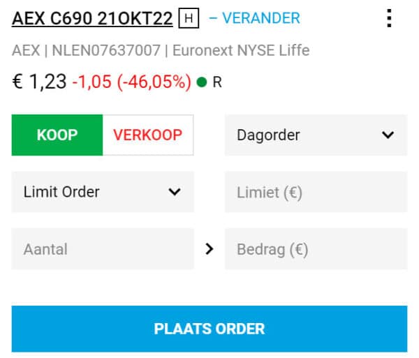 Optie order kopen