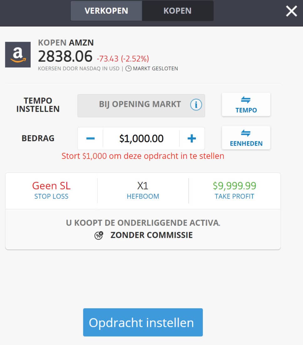 Amazon aandelen kopen eToro