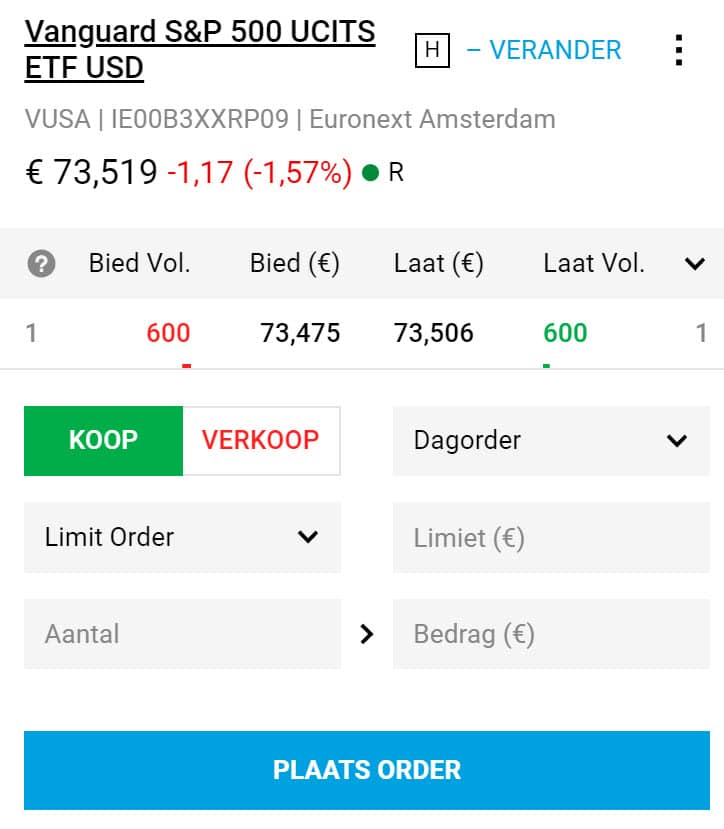 Beleggen in SP500