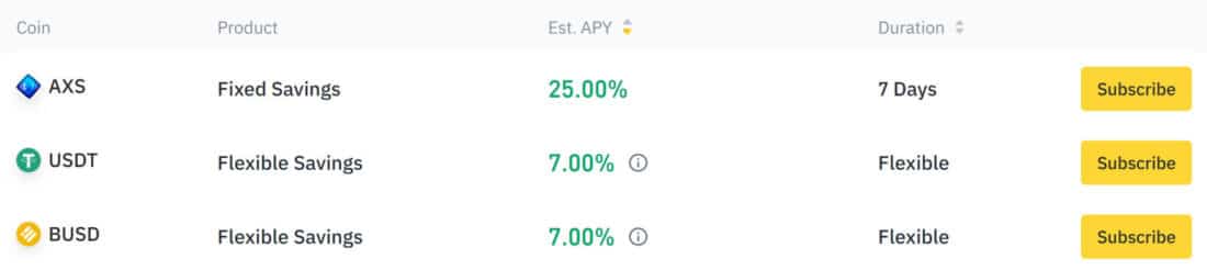 Binance savings