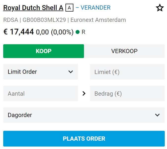 Limiet order aandelen kopen