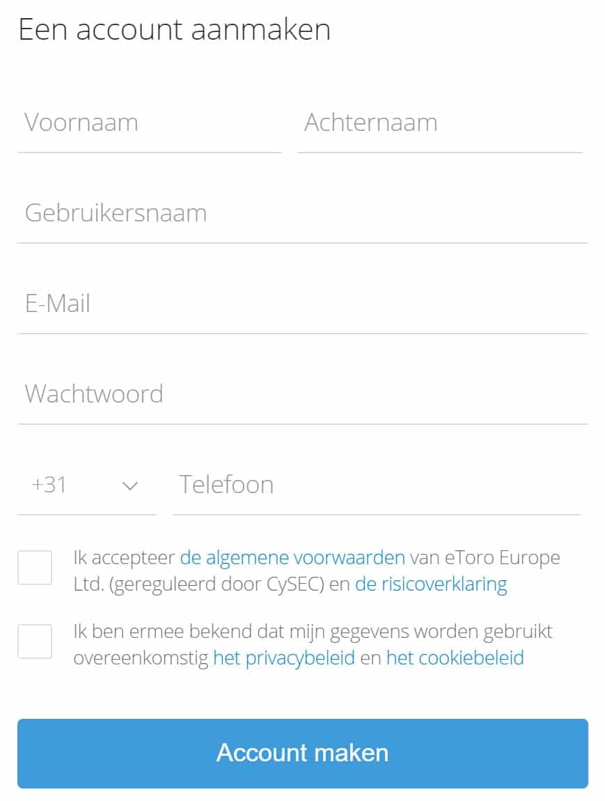 eToro account aanmaken